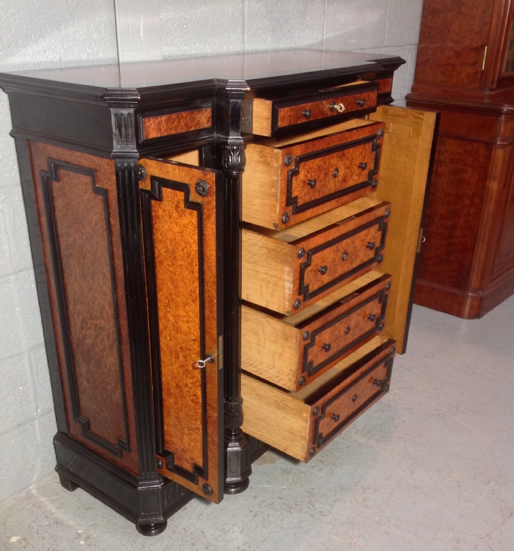 FRENCH CREDENZA IN AMBOYNA AND EBONISED WALNUT View II