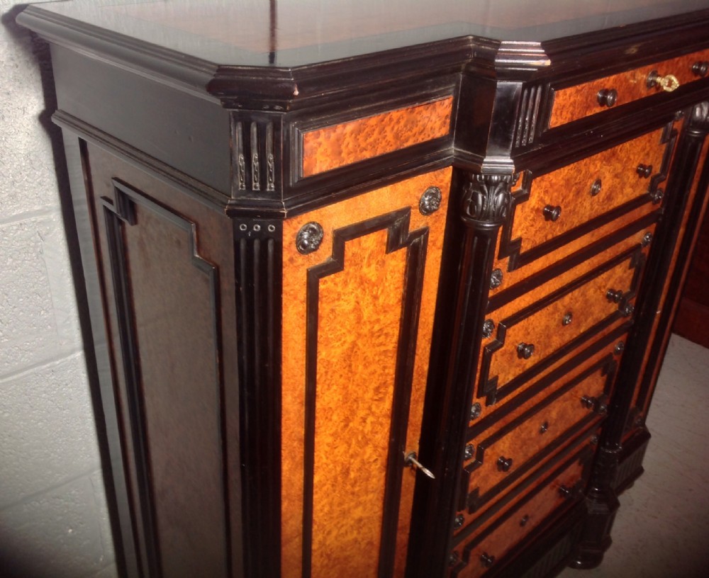 FRENCH CREDENZA IN AMBOYNA AND EBONISED WALNUT View III