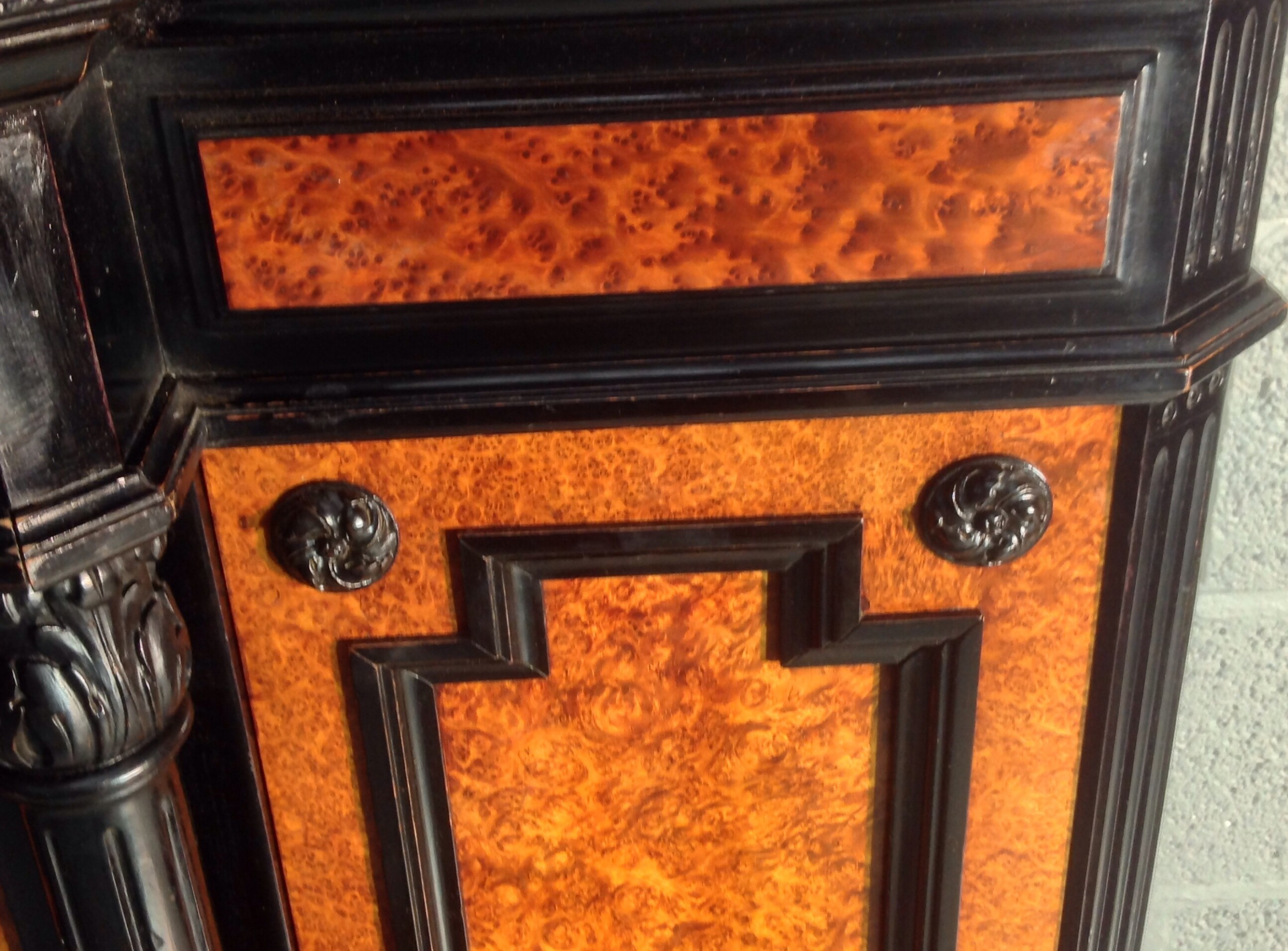 FRENCH CREDENZA IN AMBOYNA AND EBONISED WALNUT View X
