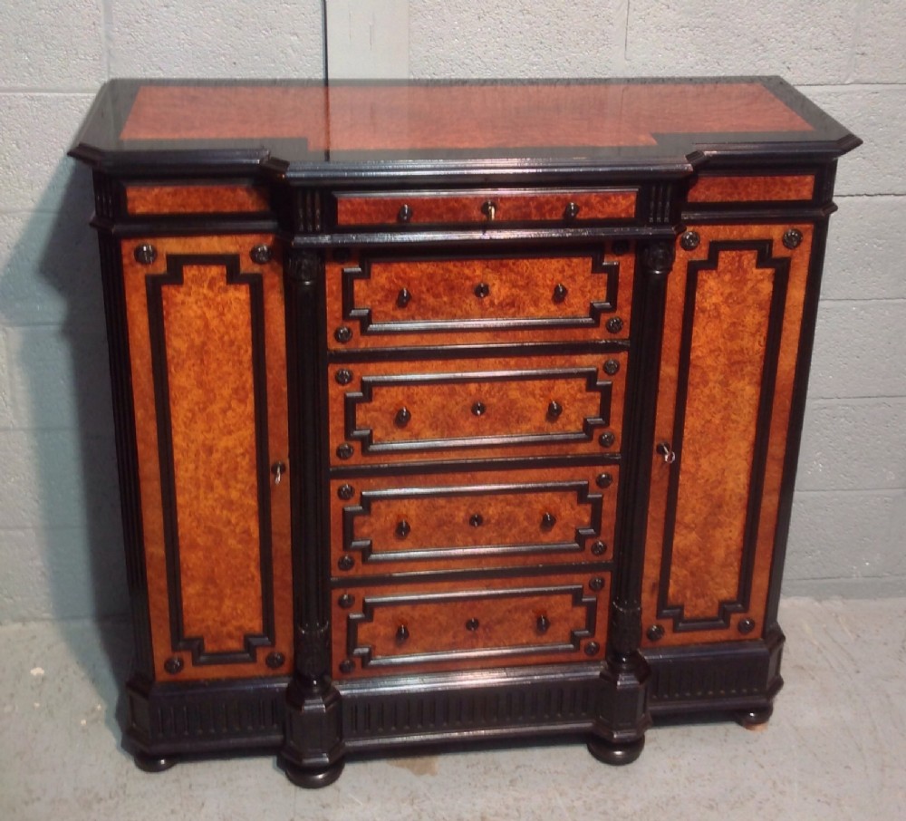 FRENCH CREDENZA IN AMBOYNA AND EBONISED WALNUT View XI