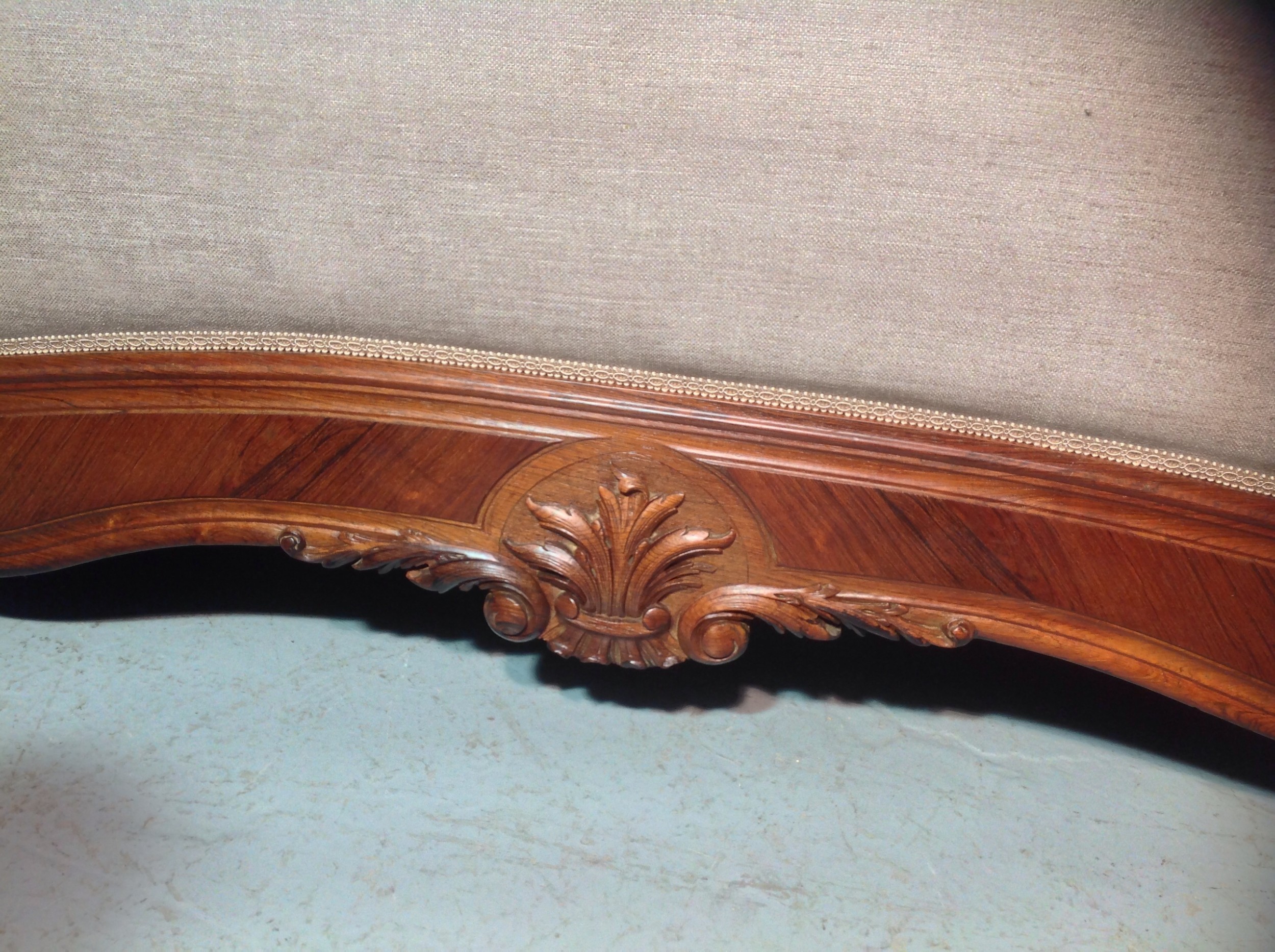 FRENCH ROSEWOOD BED NEWLY UPHOLSTERED View IV