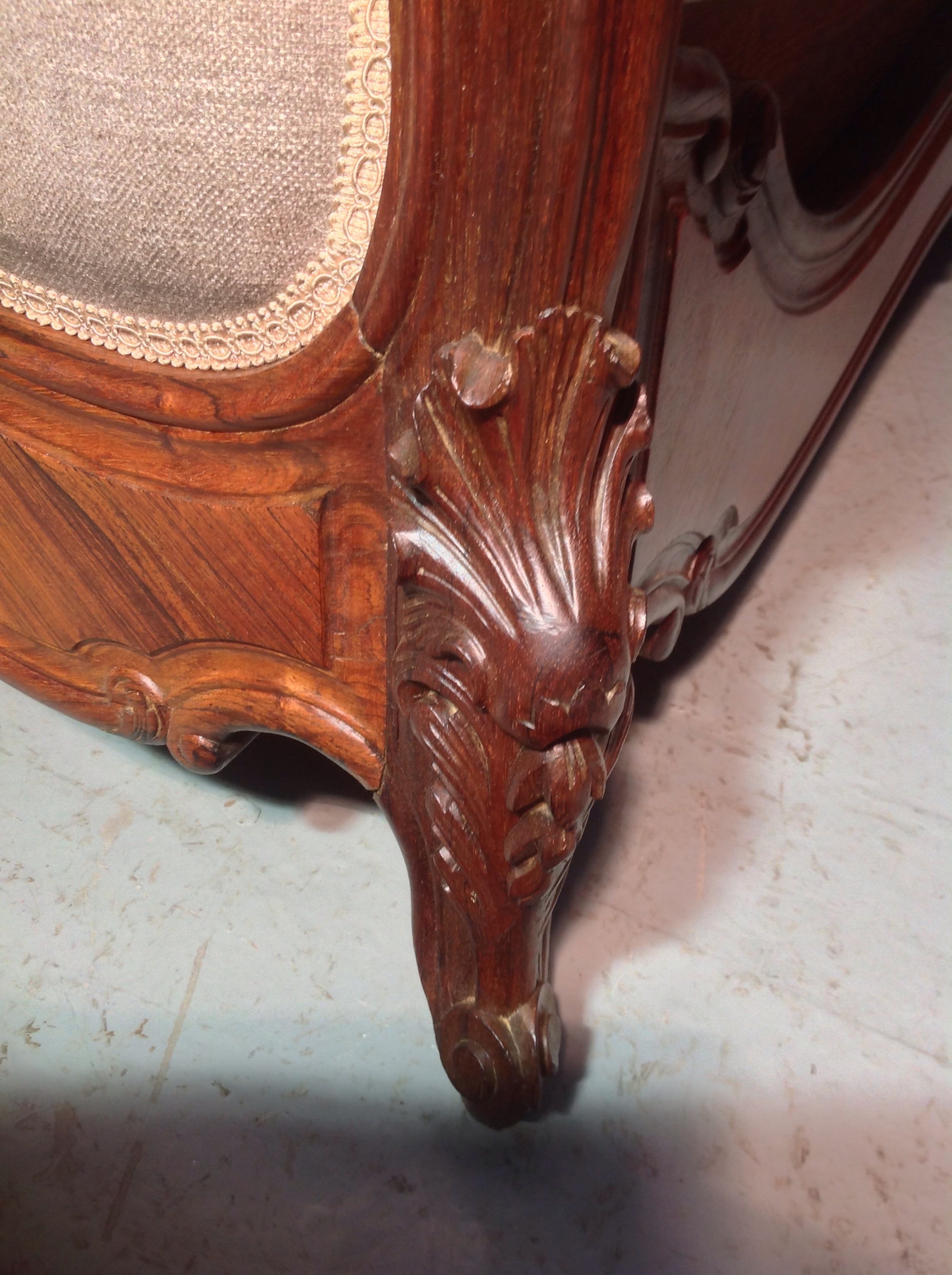 FRENCH ROSEWOOD BED NEWLY UPHOLSTERED View VI