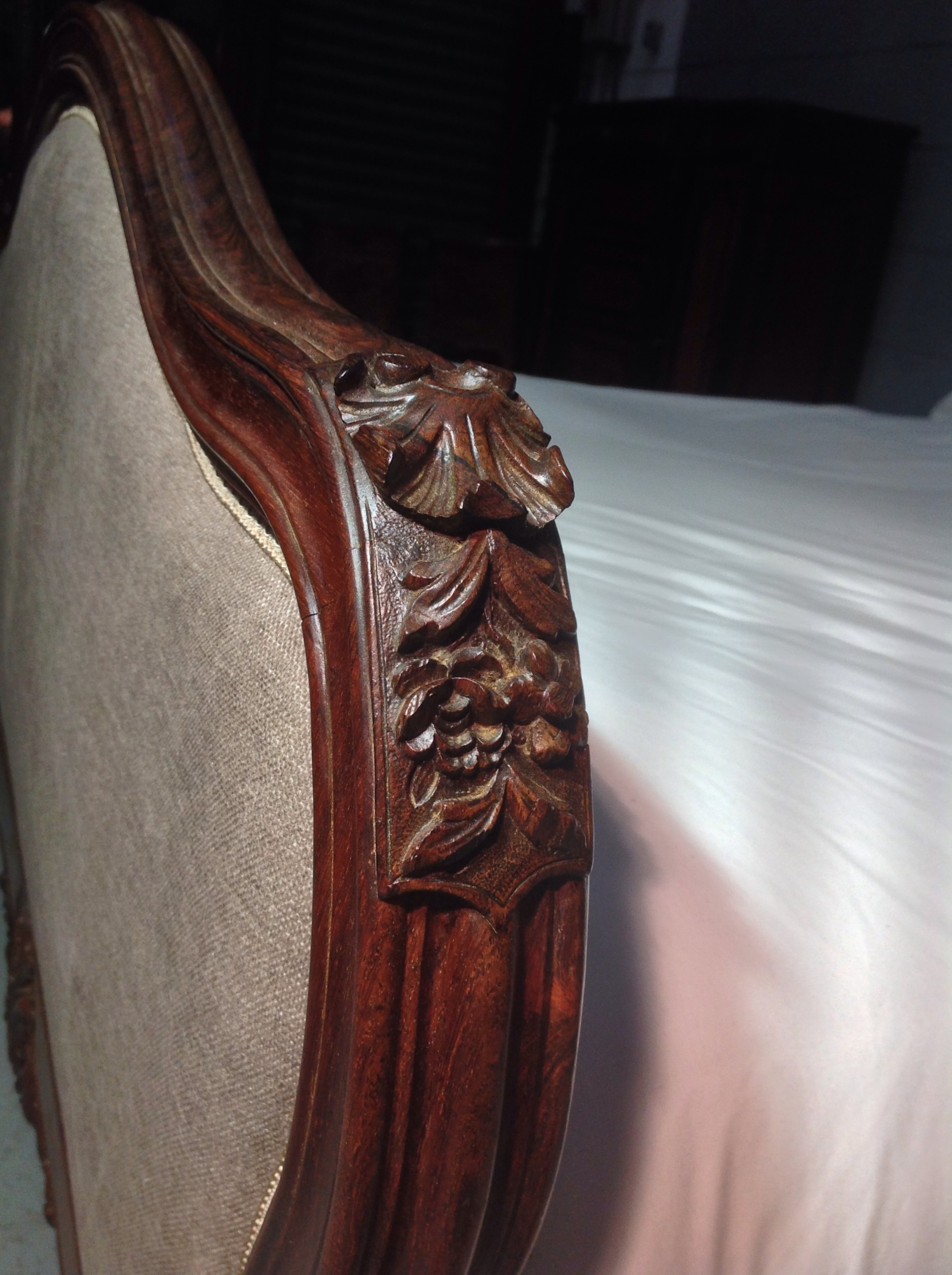 FRENCH ROSEWOOD BED NEWLY UPHOLSTERED View VIII