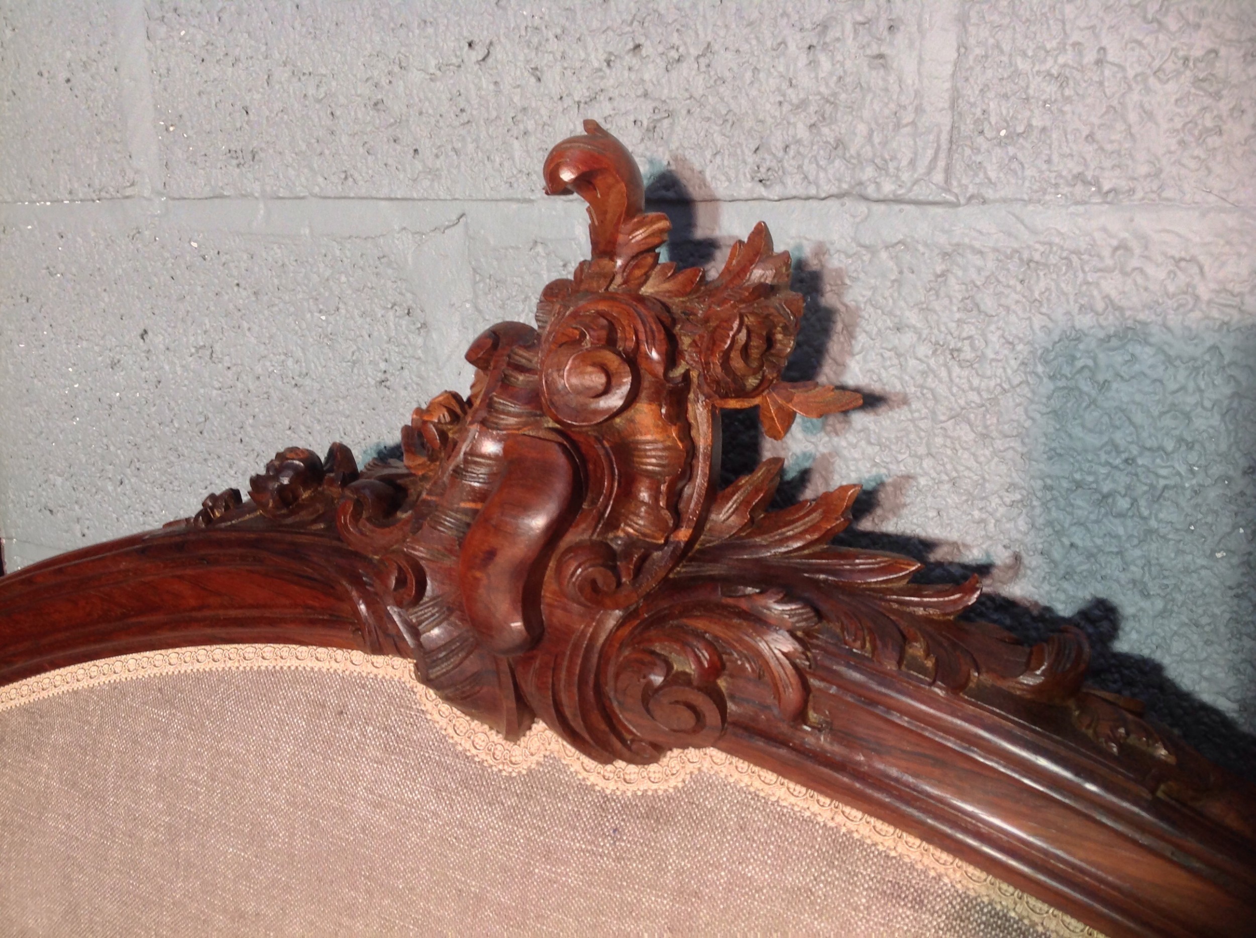 FRENCH ROSEWOOD BED NEWLY UPHOLSTERED View IX