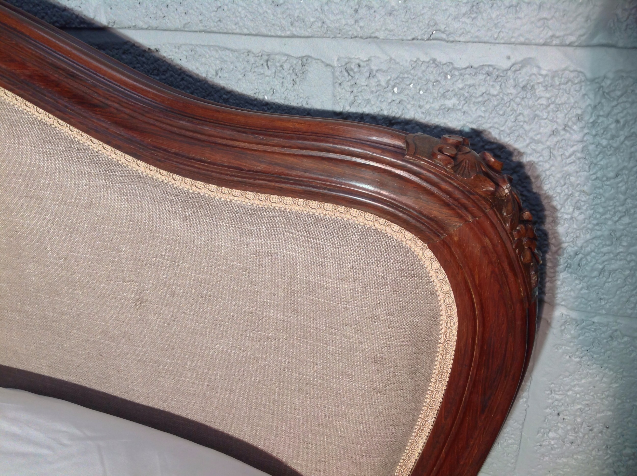FRENCH ROSEWOOD BED NEWLY UPHOLSTERED View X