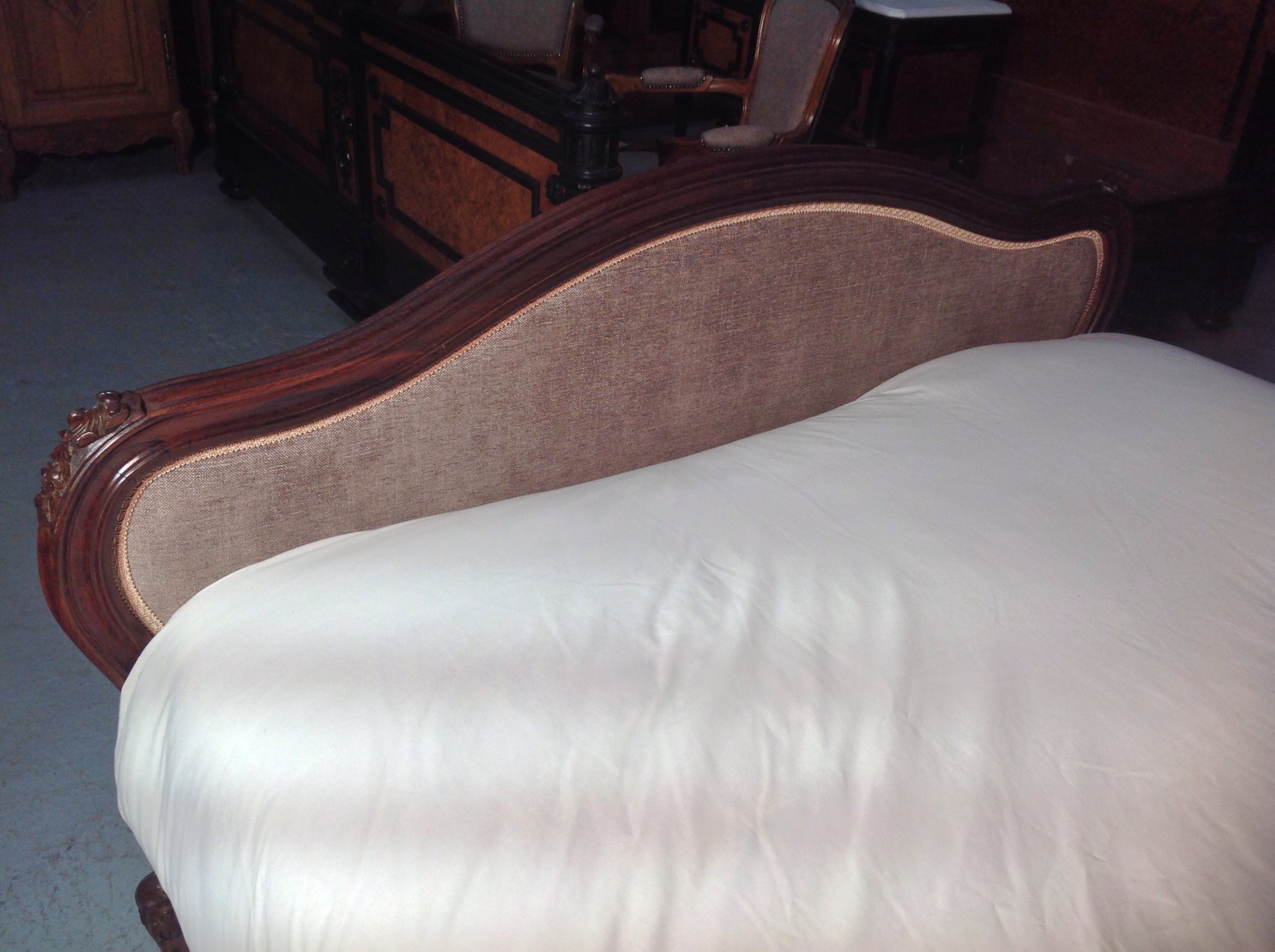 FRENCH ROSEWOOD BED NEWLY UPHOLSTERED View XI