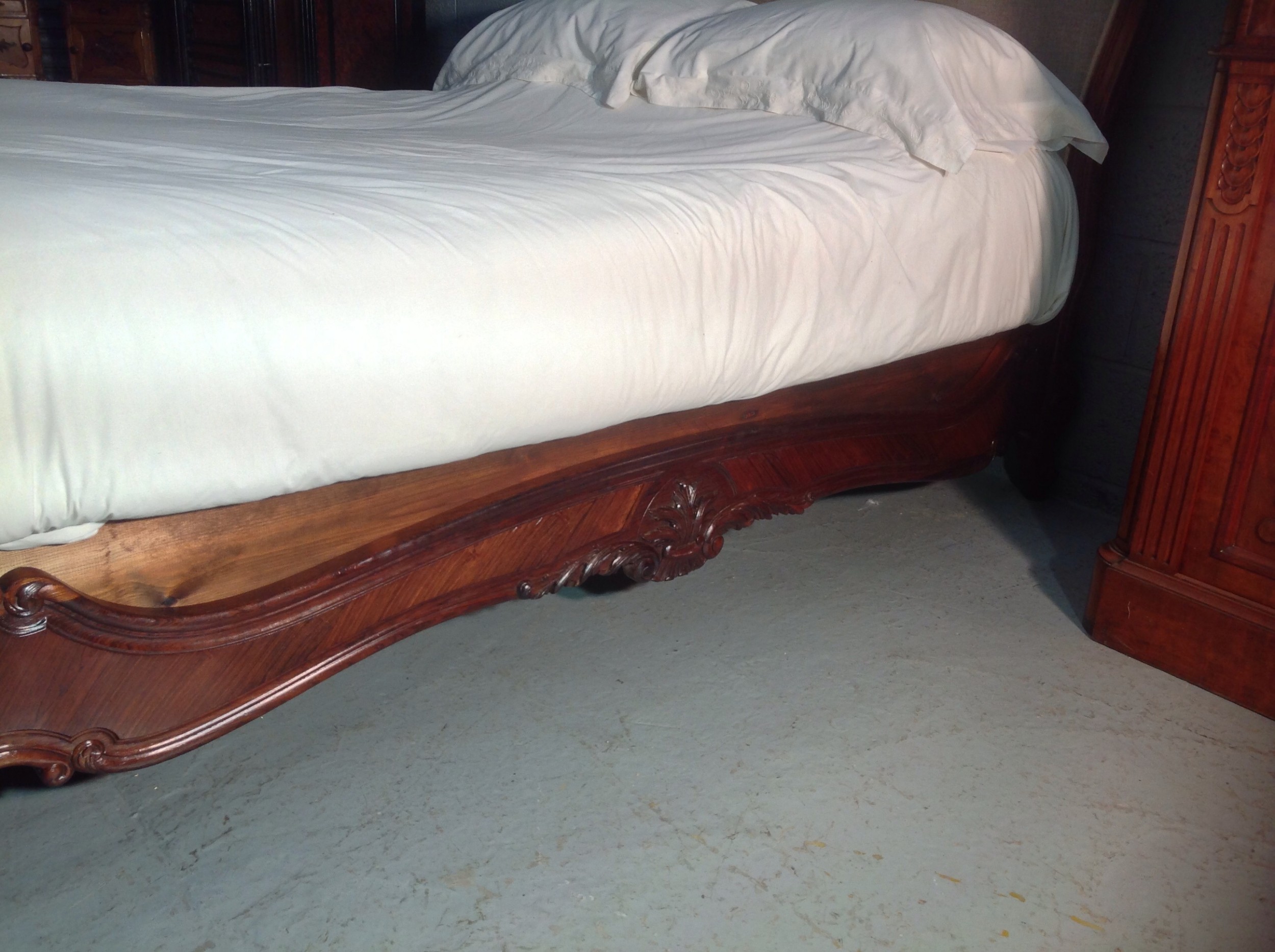FRENCH ROSEWOOD BED NEWLY UPHOLSTERED View XII
