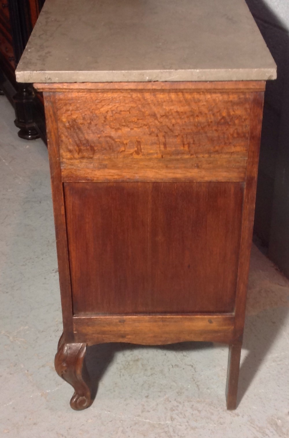 CARVED OAK FRENCH COMMODE WITH MARBLE TOP View VIII