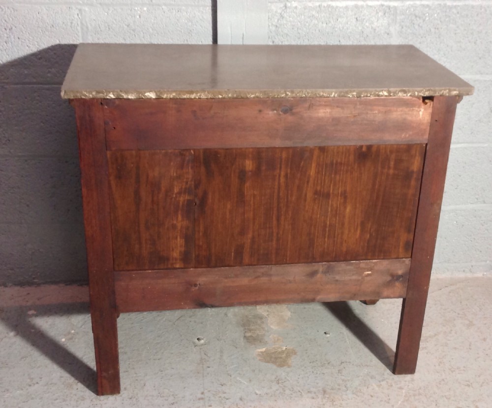 CARVED OAK FRENCH COMMODE WITH MARBLE TOP View IX