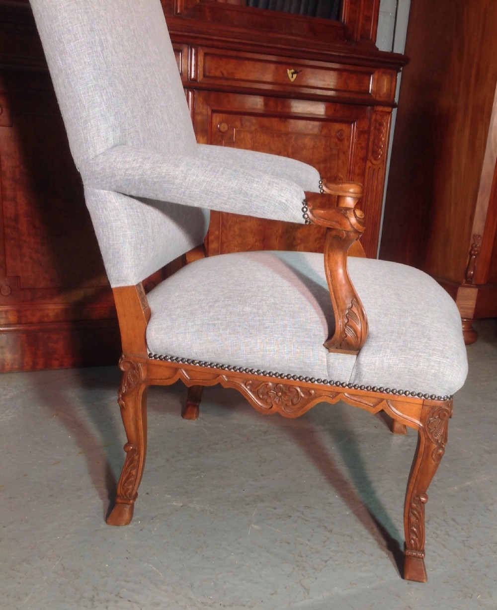 CARVED WALNUT FRENCH FAUTEUIL View IV