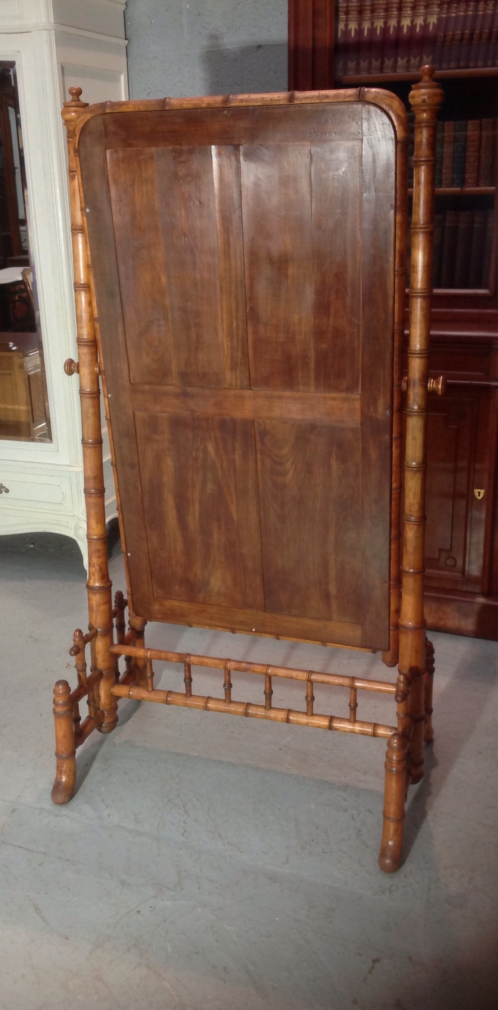 FAUX BAMBOO FRENCH CHEVAL MIRROR View II