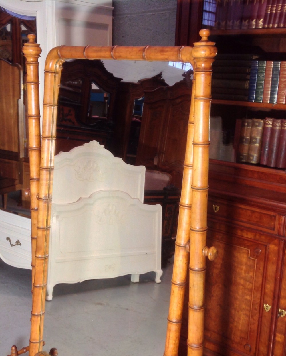 FAUX BAMBOO FRENCH CHEVAL MIRROR View V