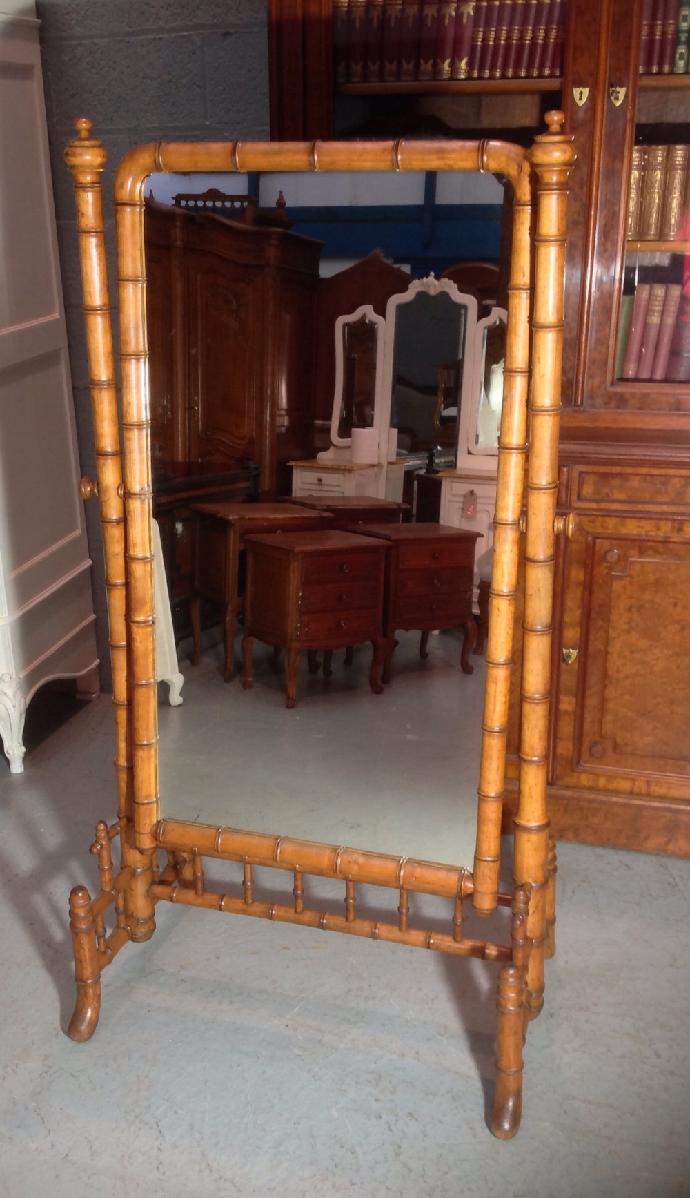 FAUX BAMBOO FRENCH CHEVAL MIRROR View VI