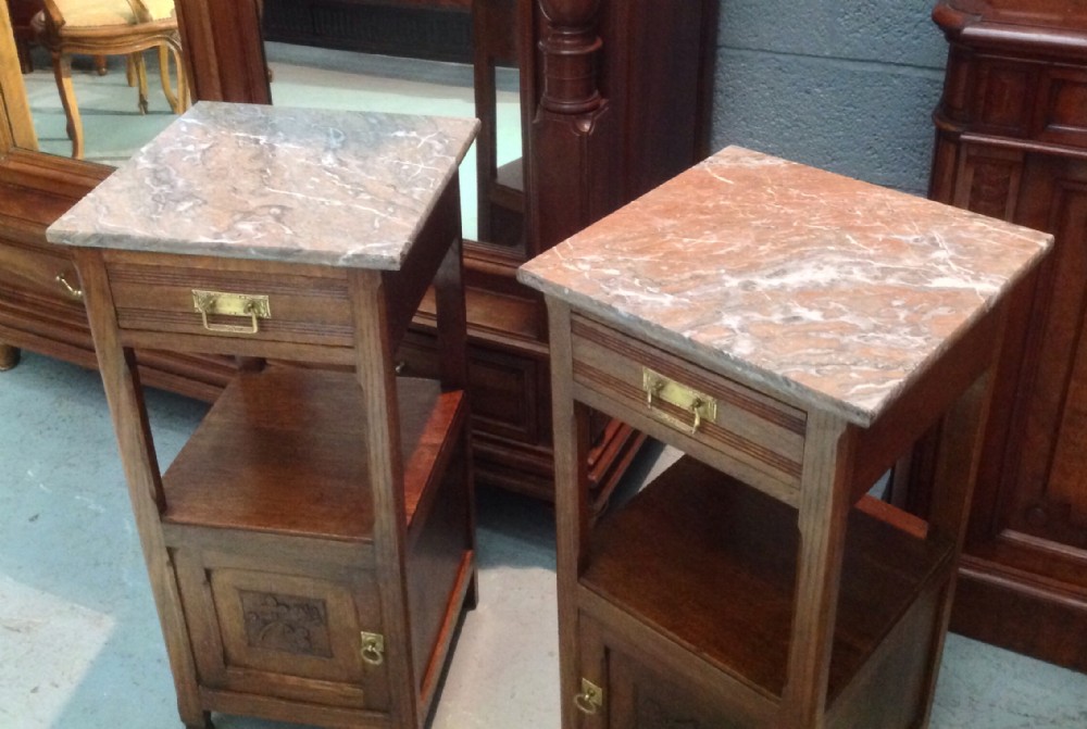 PAIR OF FRENCH OAK ARTS AND CRAFTS BEDSIDE CABINETS View VI