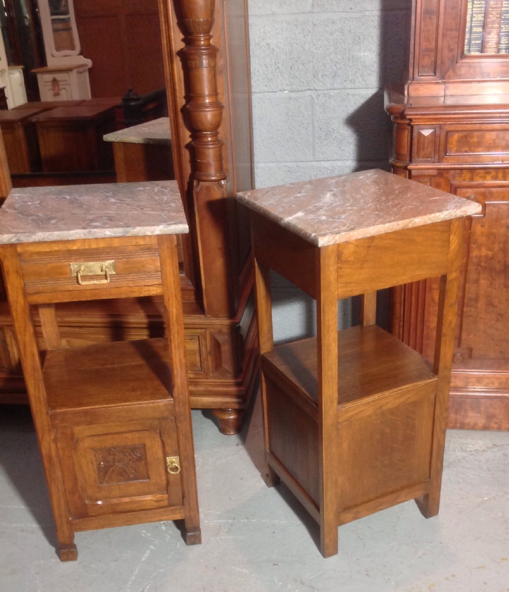 PAIR OF FRENCH OAK ARTS AND CRAFTS BEDSIDE CABINETS View VII