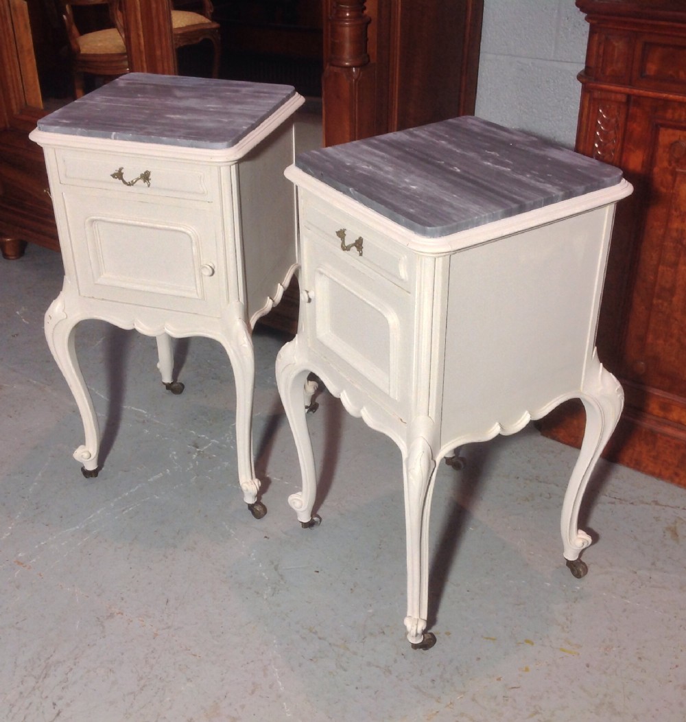 PAIR OF PAINTED FRENCH BEDSIDE CABINETS View II