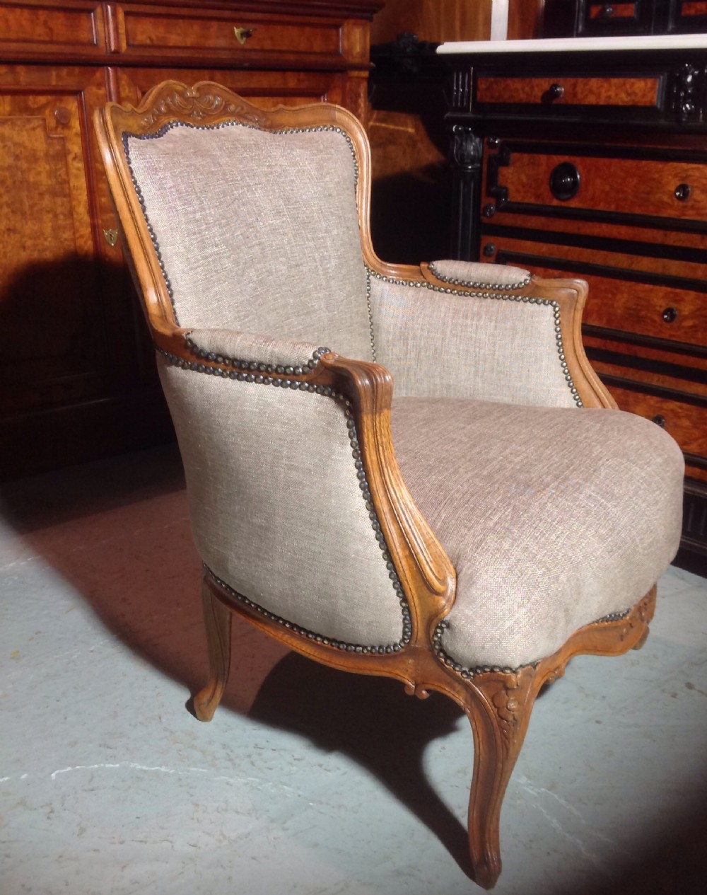 PAIR OF FRENCH OAK CARVED ARMCHAIRS View II