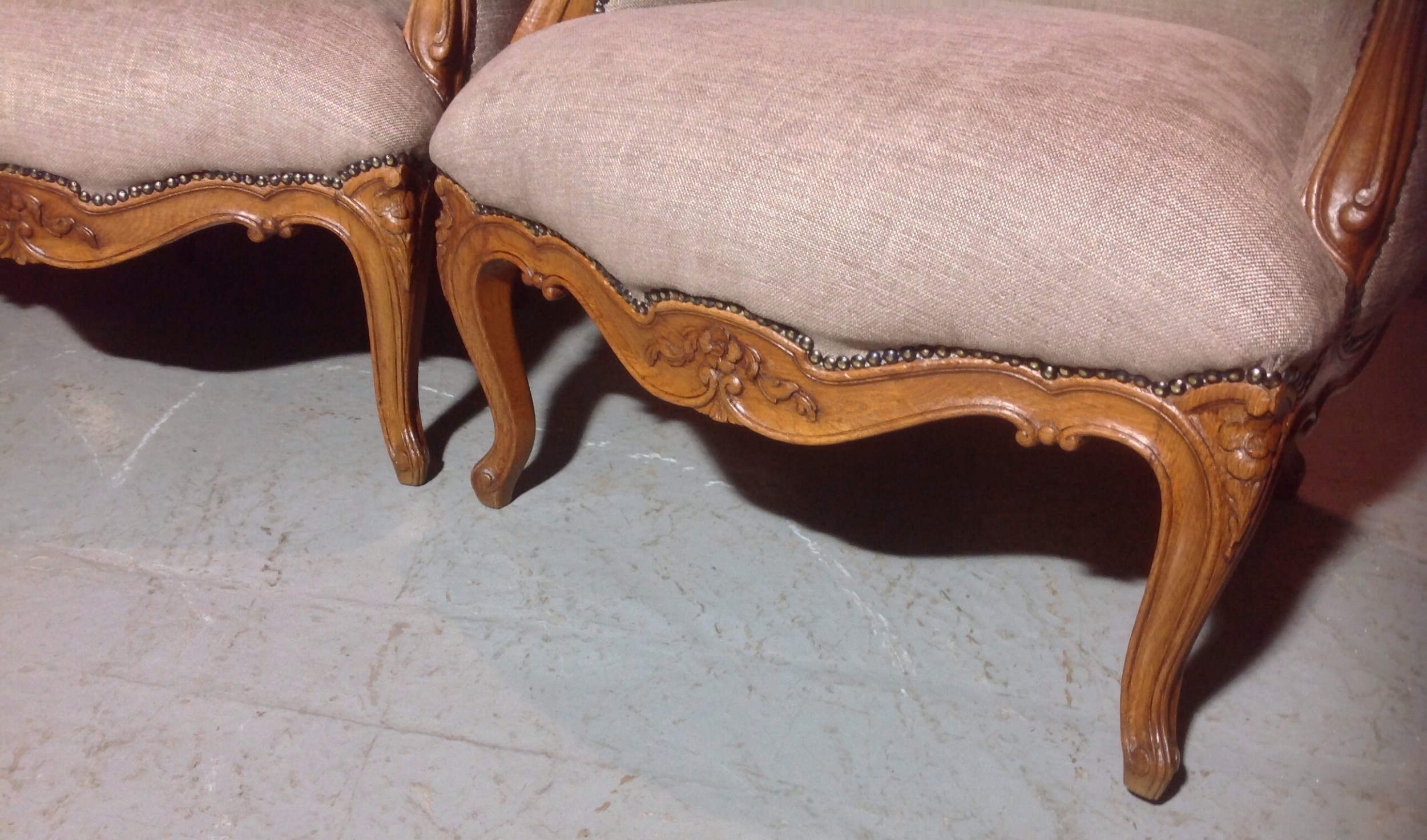 PAIR OF FRENCH OAK CARVED ARMCHAIRS View IV