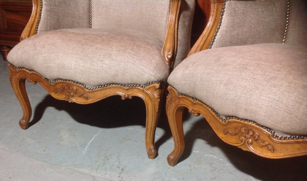 PAIR OF FRENCH OAK CARVED ARMCHAIRS View V