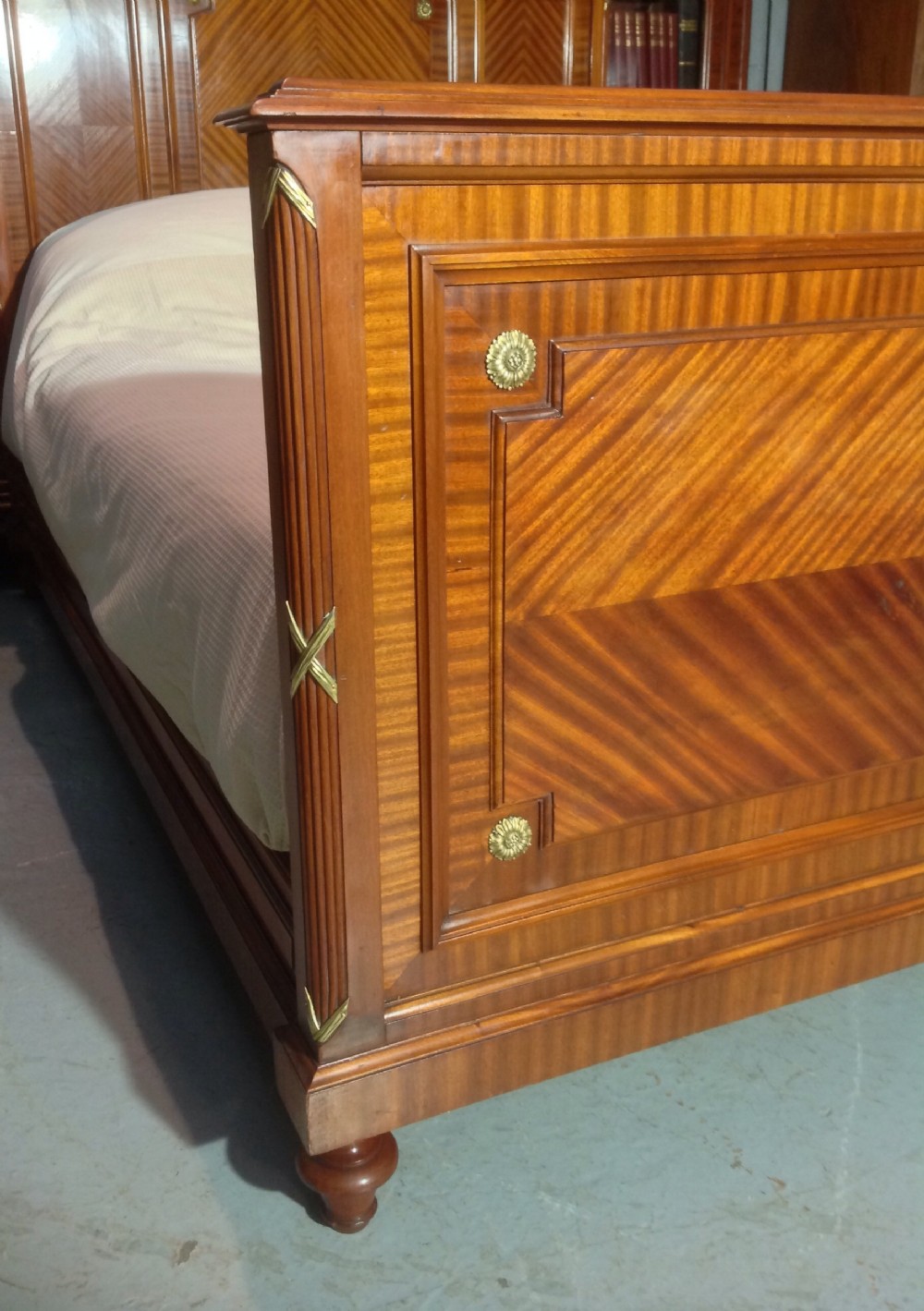 MAHOGANY AND BRASS FRENCH BED View V
