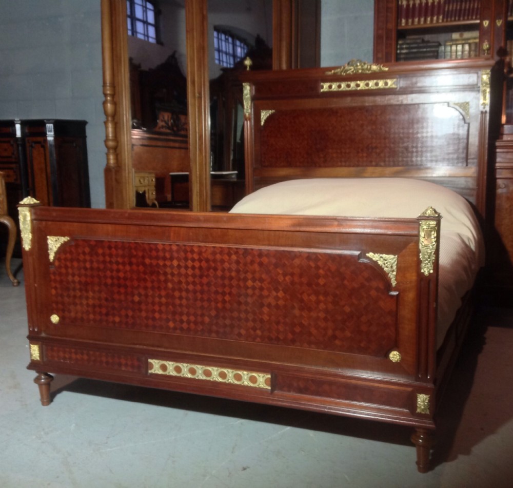 MAHOGANY AND BRASS FRENCH BED View II