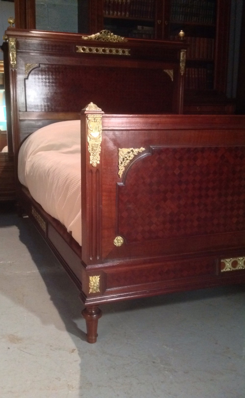 MAHOGANY AND BRASS FRENCH BED View VI
