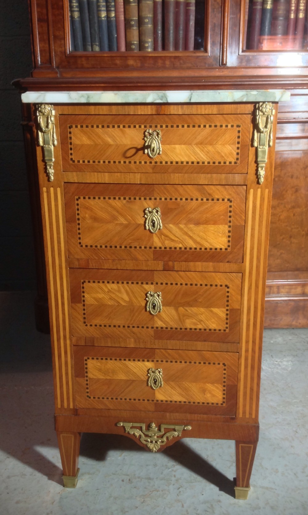 INLAID FRENCH CHEST OF DRAWERS View II