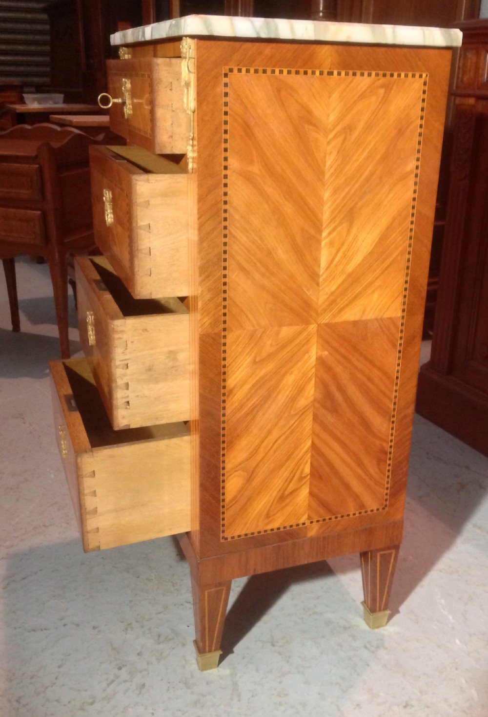 INLAID FRENCH CHEST OF DRAWERS View IV