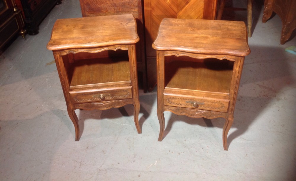 CARVED OAK PAIR OF FRENCH BEDSIDE CABINETS View IV