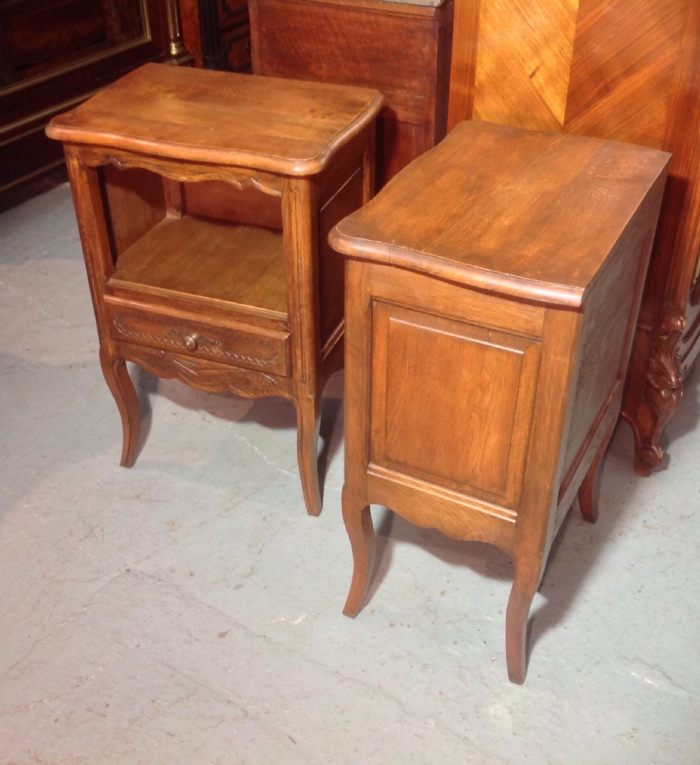 CARVED OAK PAIR OF FRENCH BEDSIDE CABINETS View VI