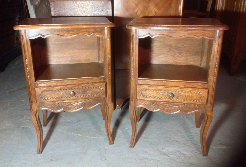 CARVED OAK PAIR OF FRENCH BEDSIDE CABINETS View VII