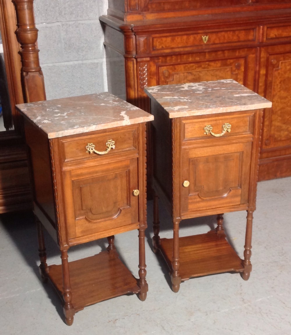 PAIR OF FRENCH MAHOGANY BEDSIDE CABINETS View II