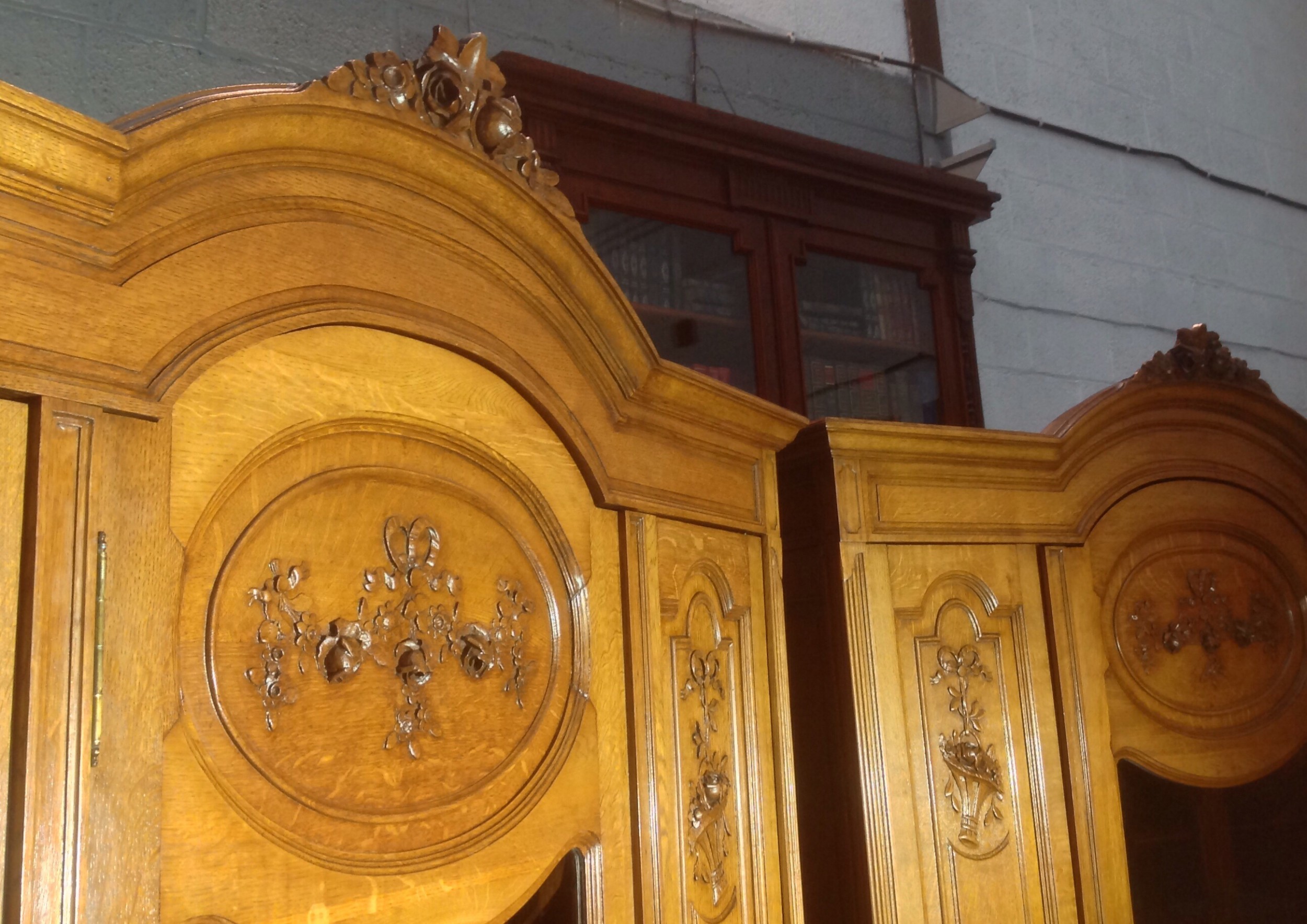 CARVED OAK PAIR OF FRENCH ARMOIRES View V