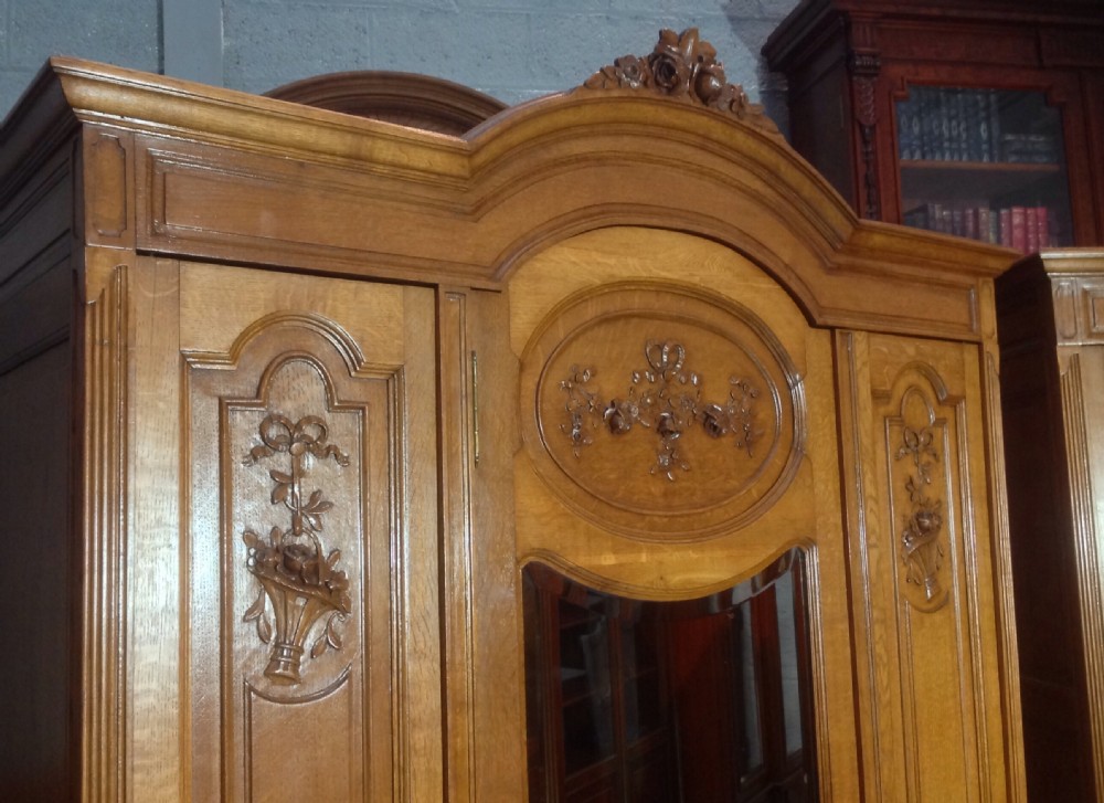 CARVED OAK PAIR OF FRENCH ARMOIRES View X