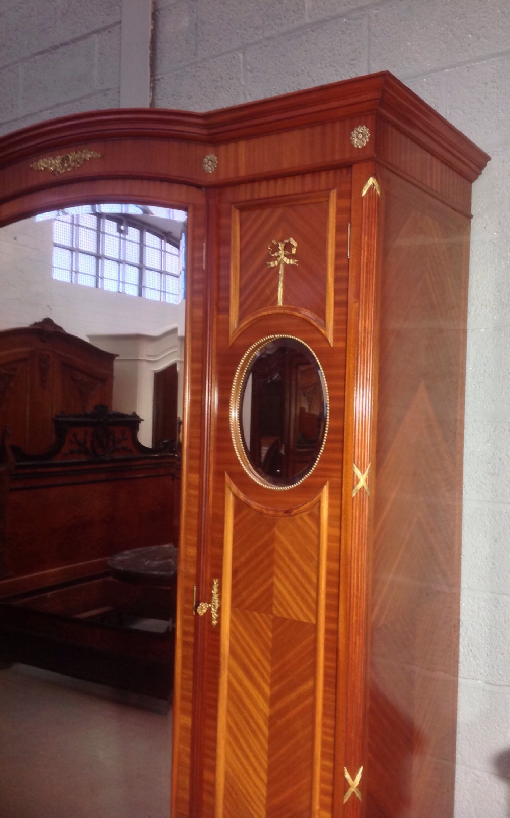 MAHOGANY AND BRASS FRENCH TRIPLE ARMOIRE. View VIII