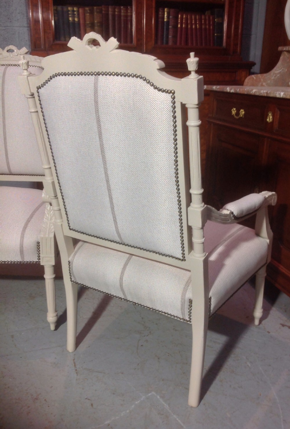 PAIR OF FRENCH PAINTED ARMCHAIRS View IX