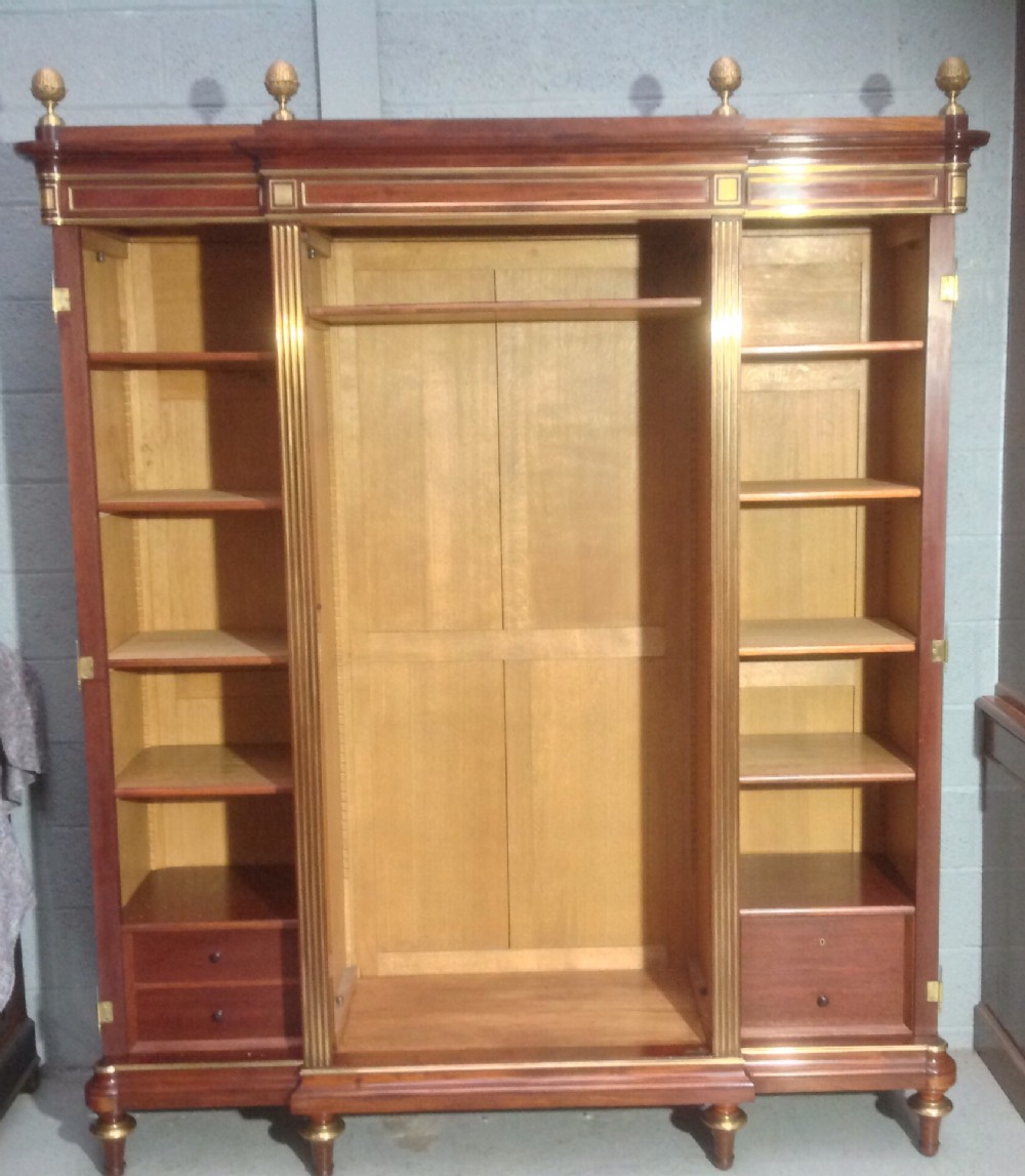 BREAKFRONT FRENCH MAHOGANY ARMOIRE View II