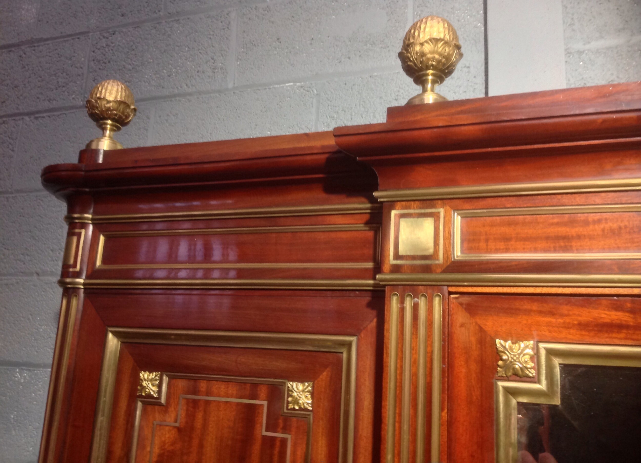 BREAKFRONT FRENCH MAHOGANY ARMOIRE View VIII