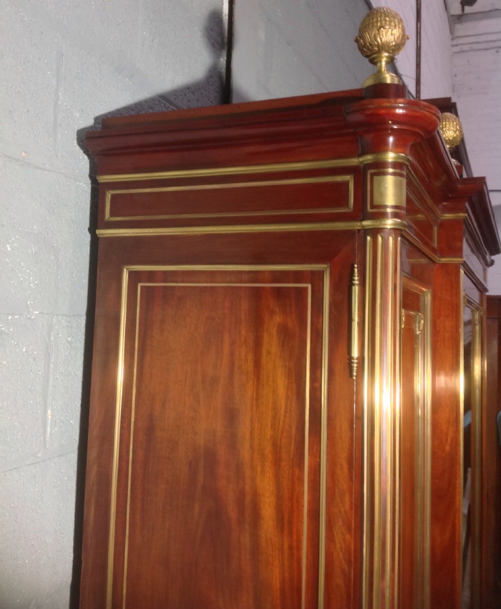 BREAKFRONT FRENCH MAHOGANY ARMOIRE View XI