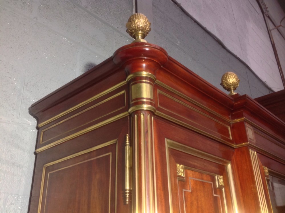 BREAKFRONT FRENCH MAHOGANY ARMOIRE View XV