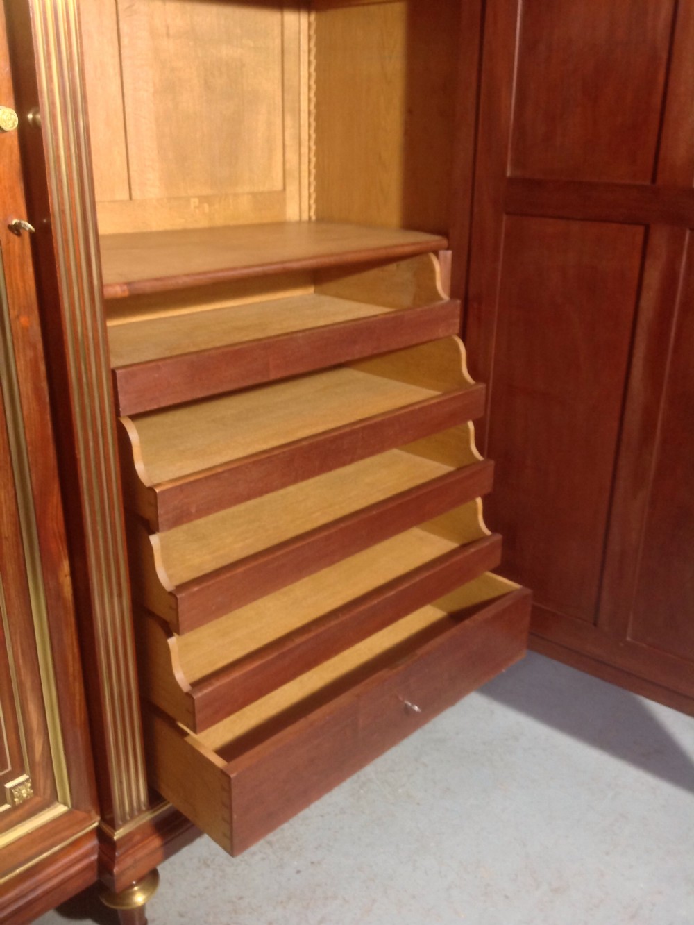 BREAKFRONT FRENCH MAHOGANY ARMOIRE View XVIII