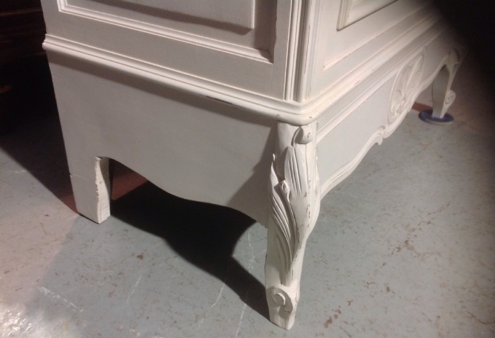 PAINTED FRENCH CARVED WALNUT ARMOIRE View V