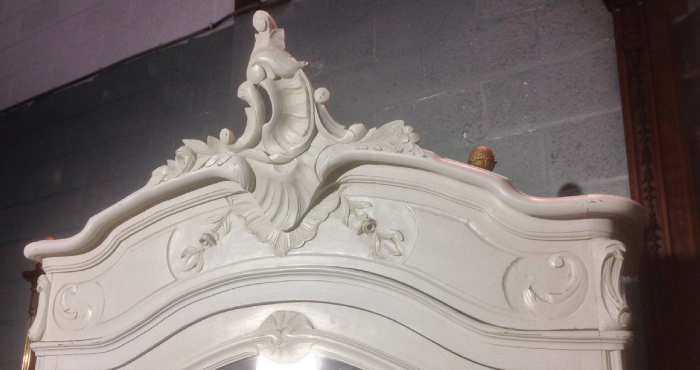 PAINTED FRENCH CARVED WALNUT ARMOIRE View IX