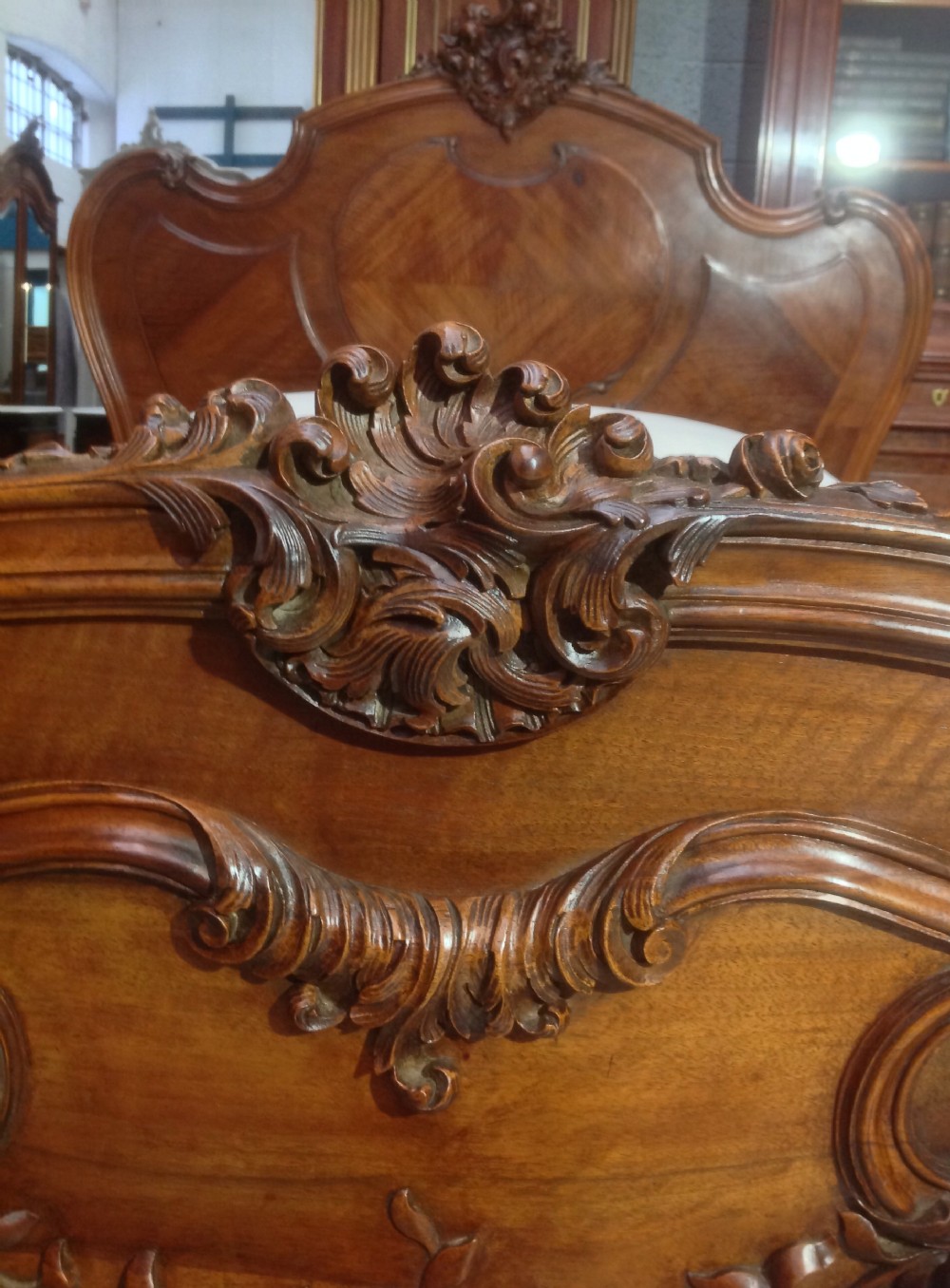 CARVED WALNUT FRENCH LOUIS XV BED View III
