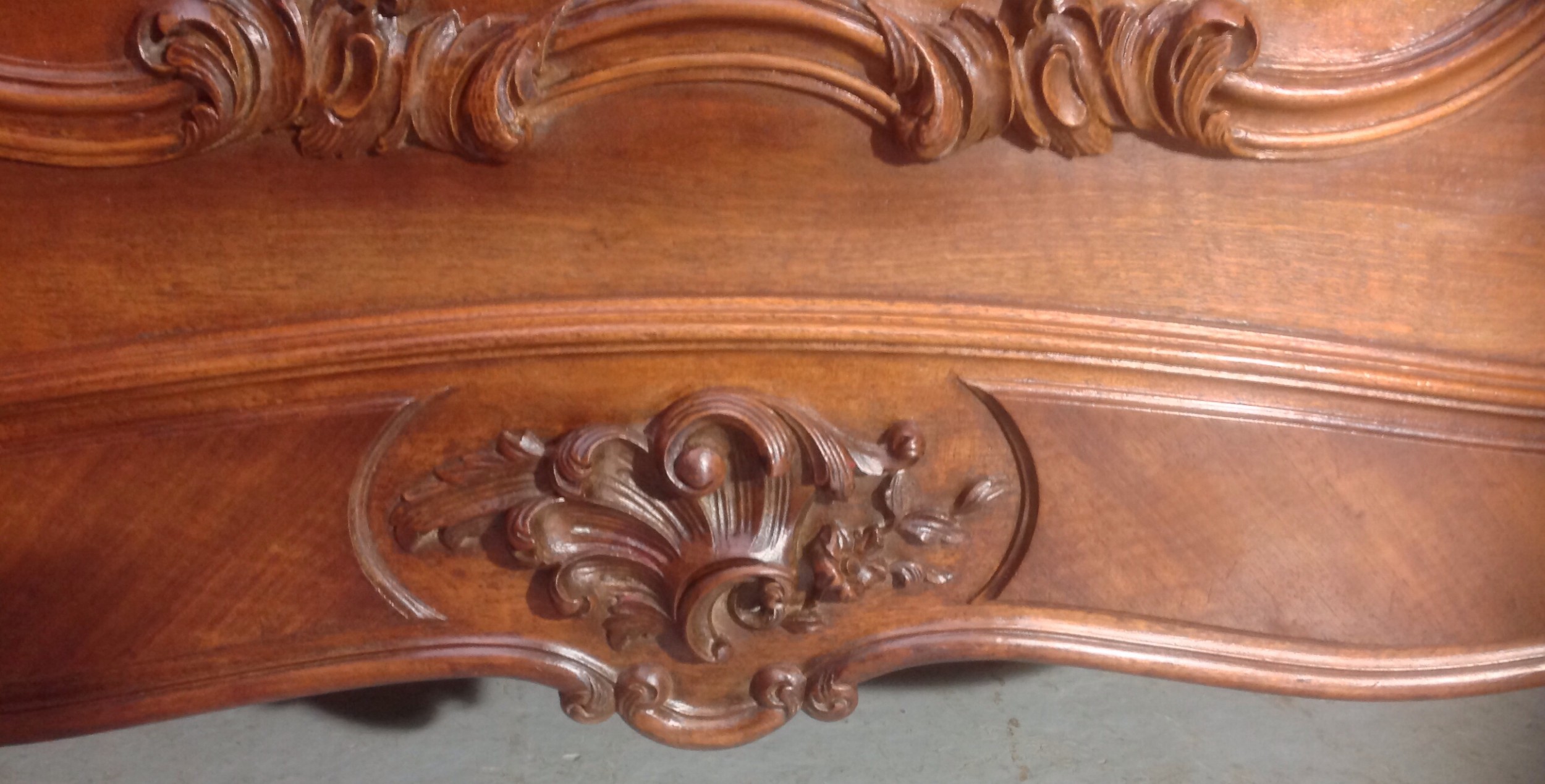 CARVED WALNUT FRENCH LOUIS XV BED View V