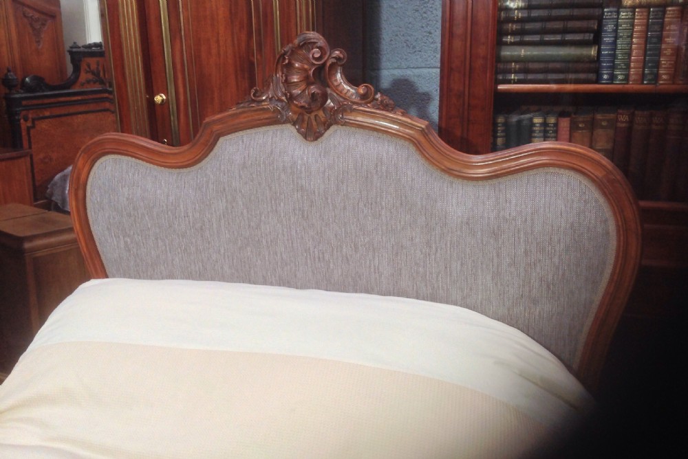 CARVED WALNUT UPHOLSTERED FRENCH BED View III