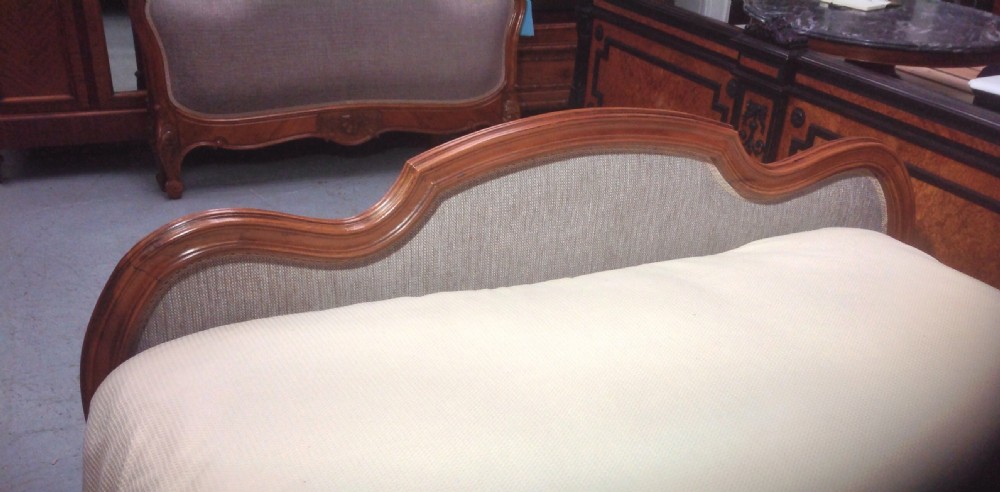 CARVED WALNUT UPHOLSTERED FRENCH BED View IV