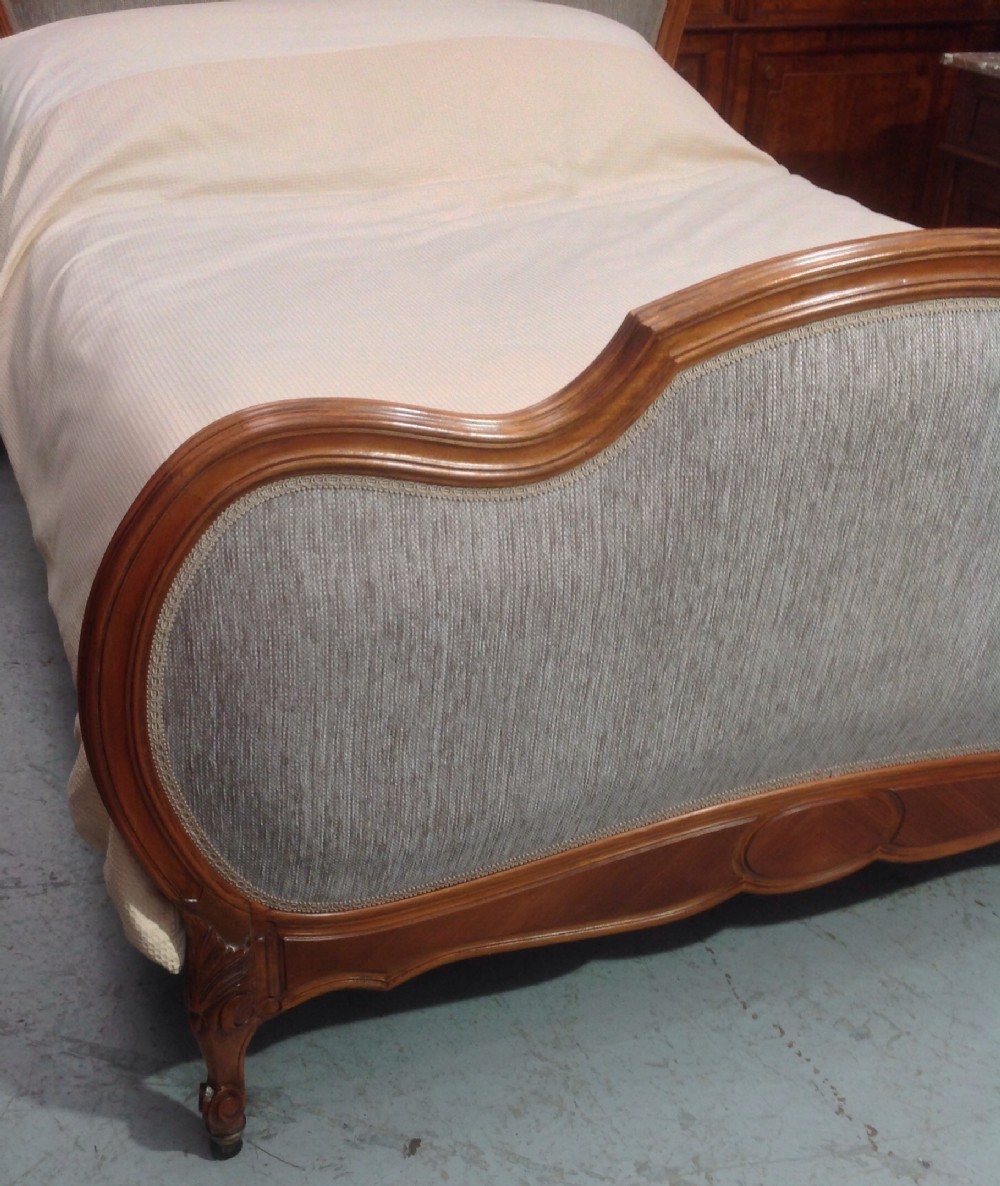 CARVED WALNUT UPHOLSTERED FRENCH BED View VI