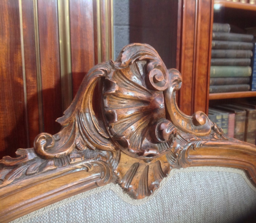 CARVED WALNUT UPHOLSTERED FRENCH BED View VII
