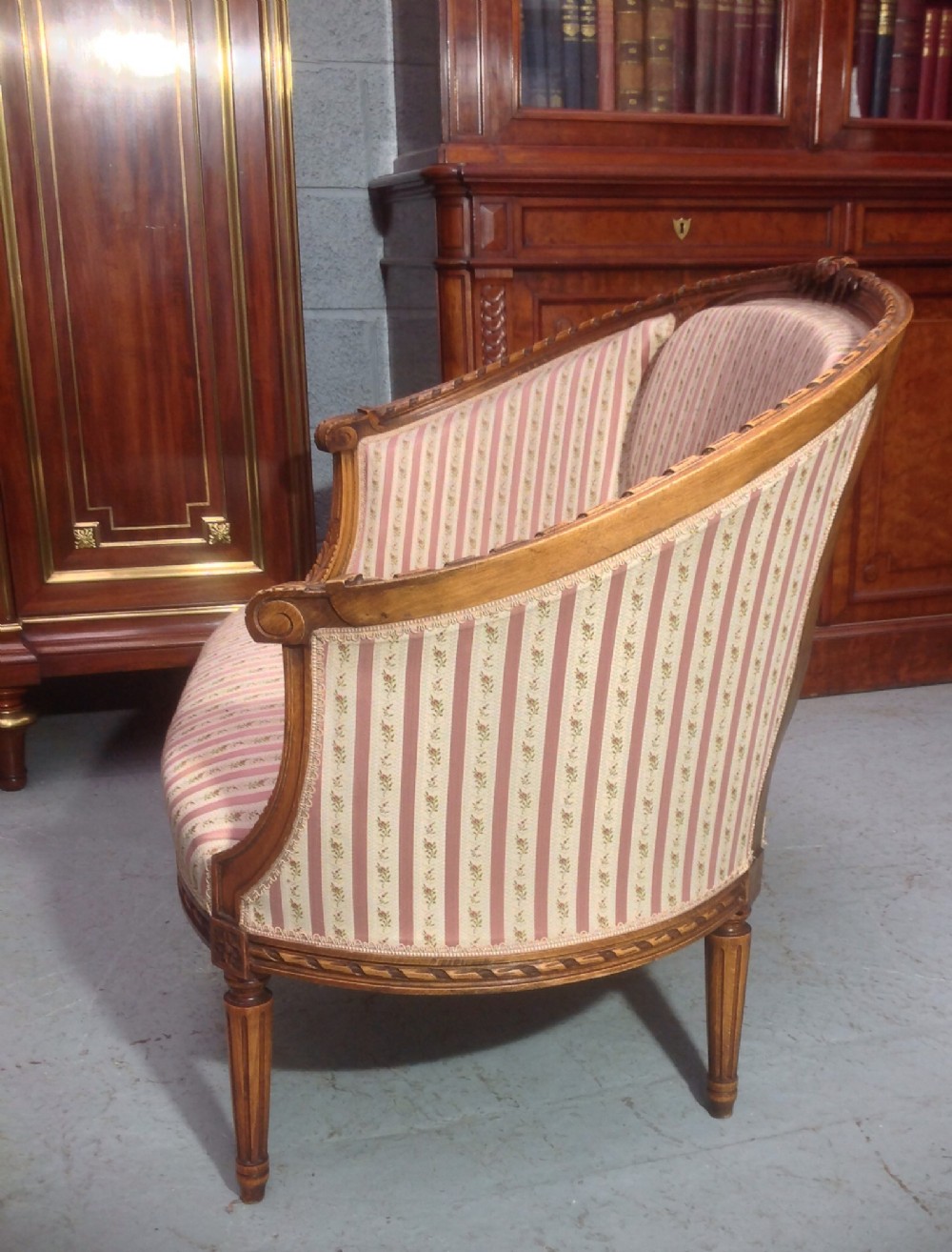FRENCH UPHOLSTERED WALNUT SOFA View V